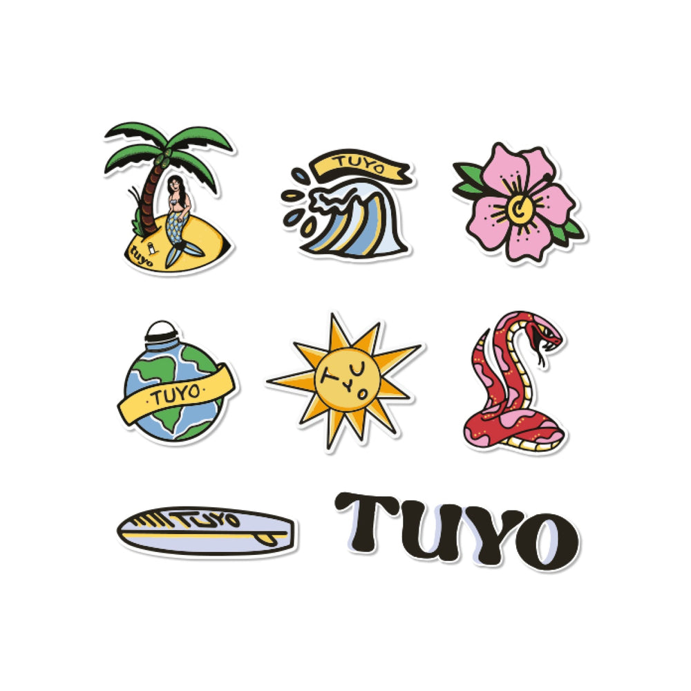 Pack de Stickers adesivos para garrafas térmicas da TUYO #packs_old-school