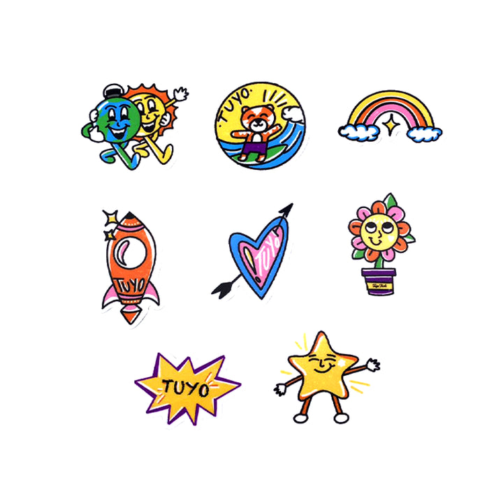 Pack de Stickers adesivos para garrafas térmicas da TUYO #packs_kids
